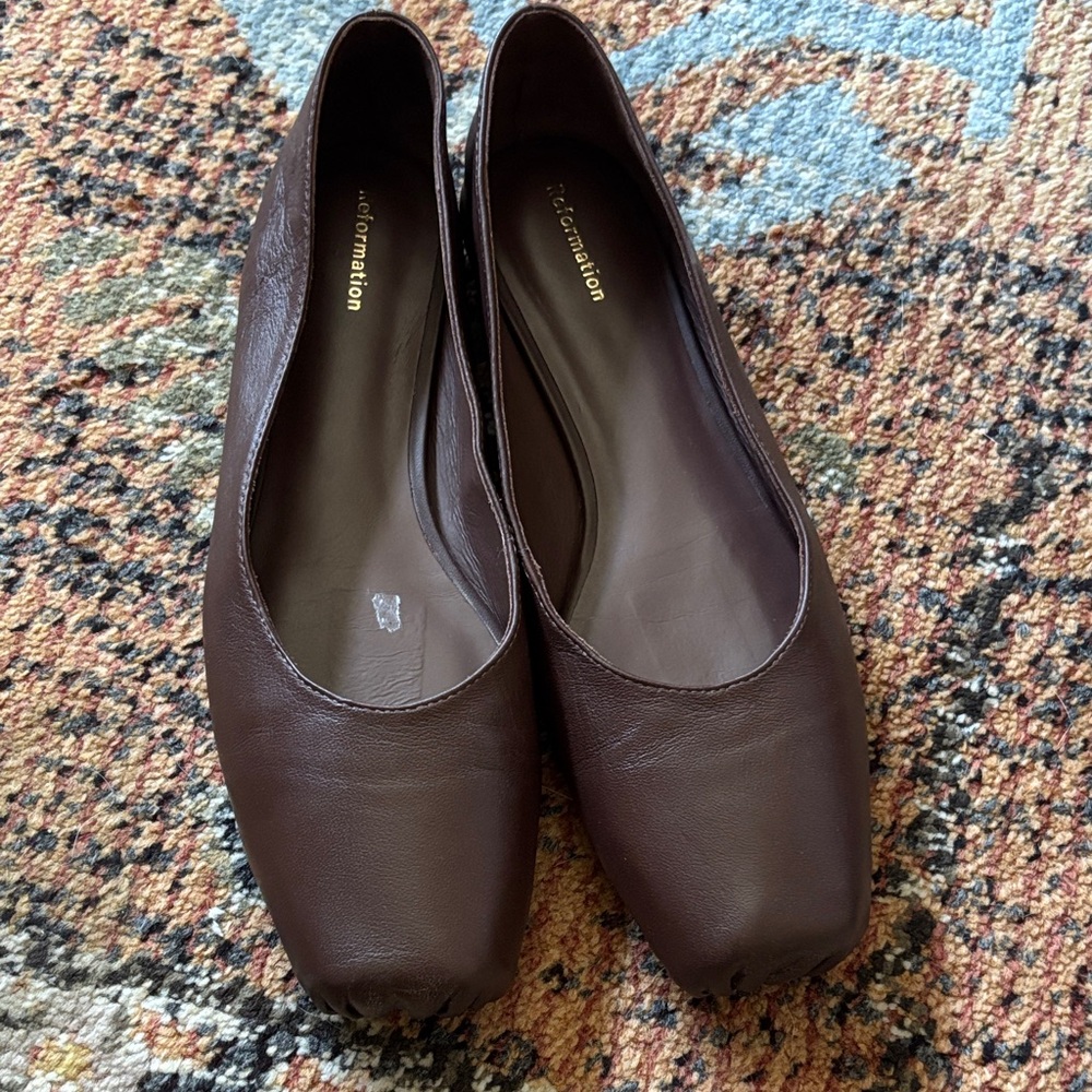 Reformation Dark Brown Leather Flats